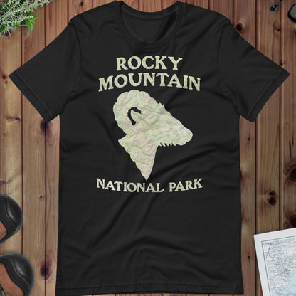 Rocky Mountain Topo T-shirt T-Shirt Park Service Apparel Vintage Black XS