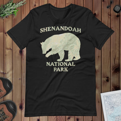 Shenandoah Bear Topo T-shirt T-Shirt Park Service Apparel Vintage Black XS