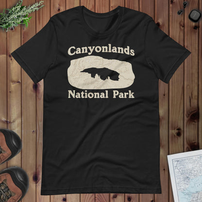Canyonlands Mesa Arch Topo Tee T-Shirt Park Service Apparel Vintage Black XS