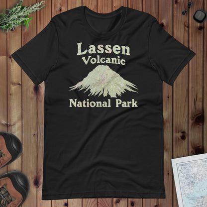 Lassen Volcanic Topo Tee T-Shirt Park Service Apparel Vintage Black XS