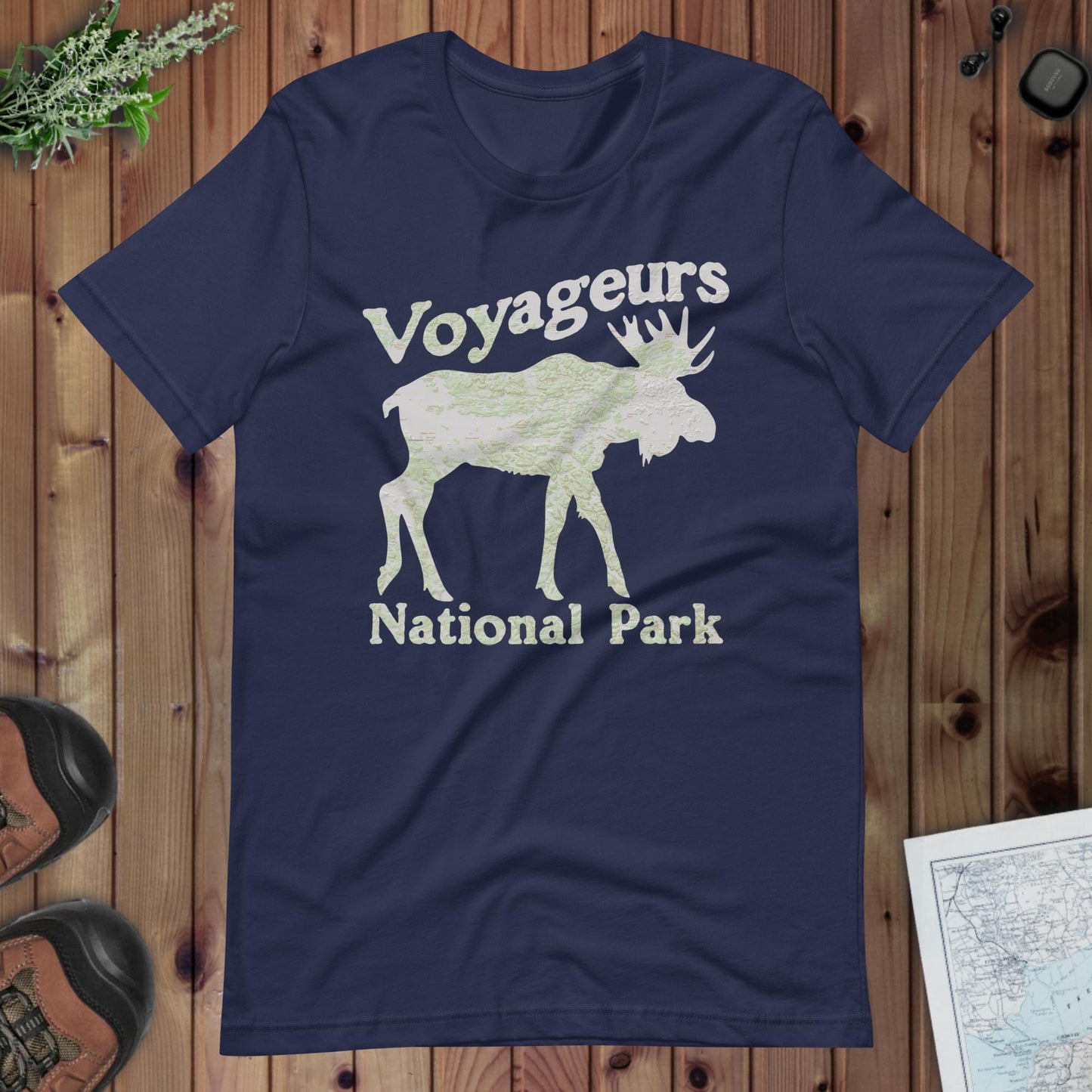 Voyageurs Moose national park topo t-shirt alternate apparel color or product angle