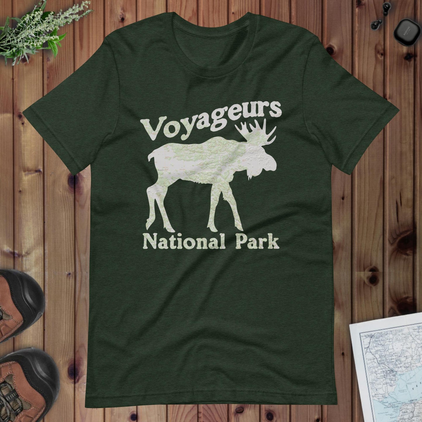 Voyageurs Moose national park topo t-shirt detail or alternate product view