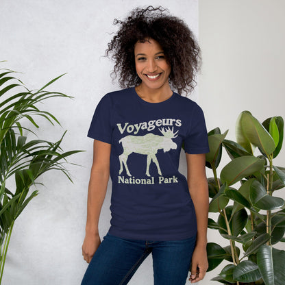 Voyageurs Moose national park topo t-shirt detail or alternate product view