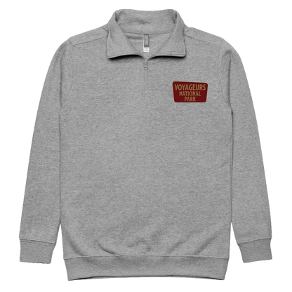 Voyageurs National Park quarter zip fleece pullover shown in lifestyle or modeled setting