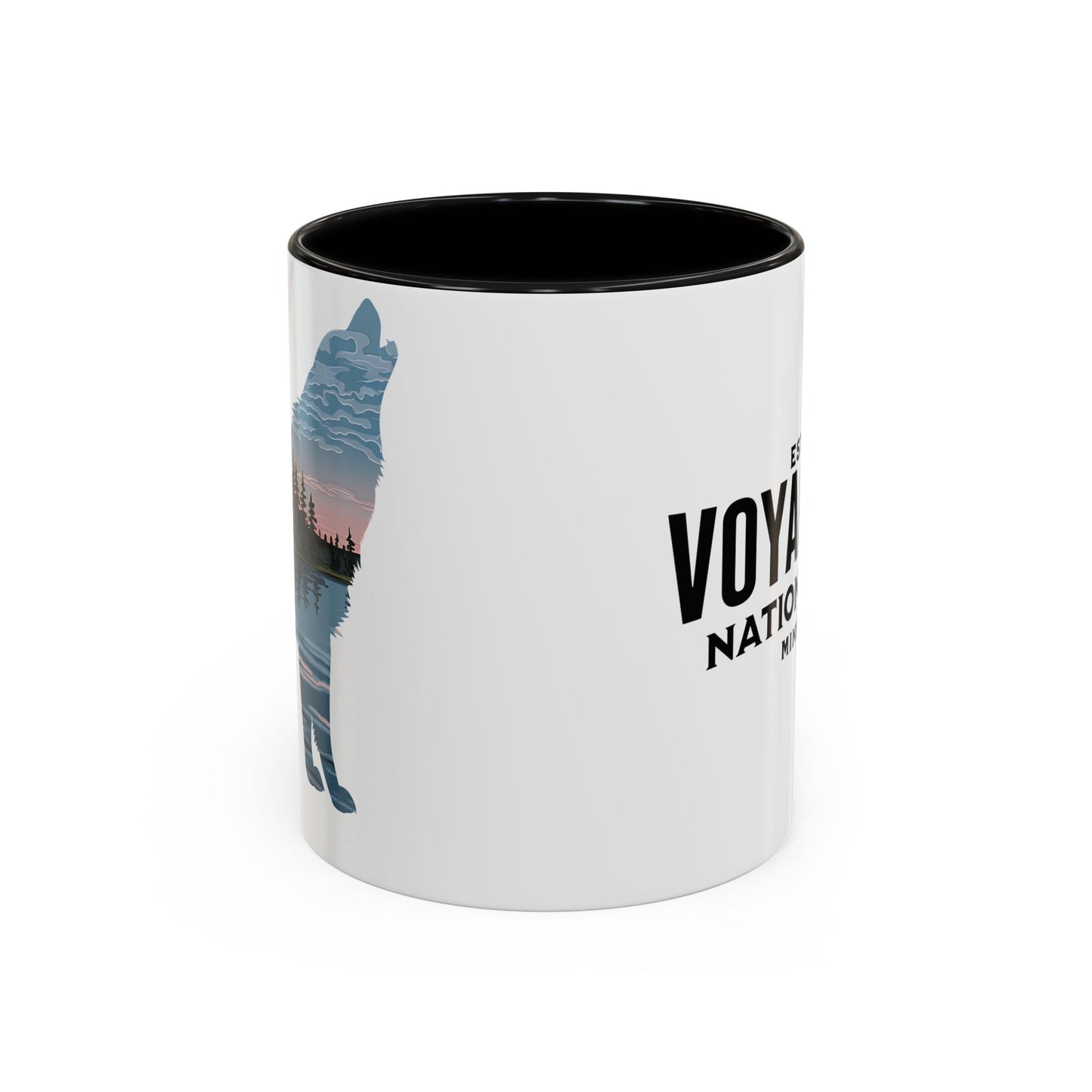 Voyageurs National Park Minnesota wolf accent mug showing design detail or product variation
