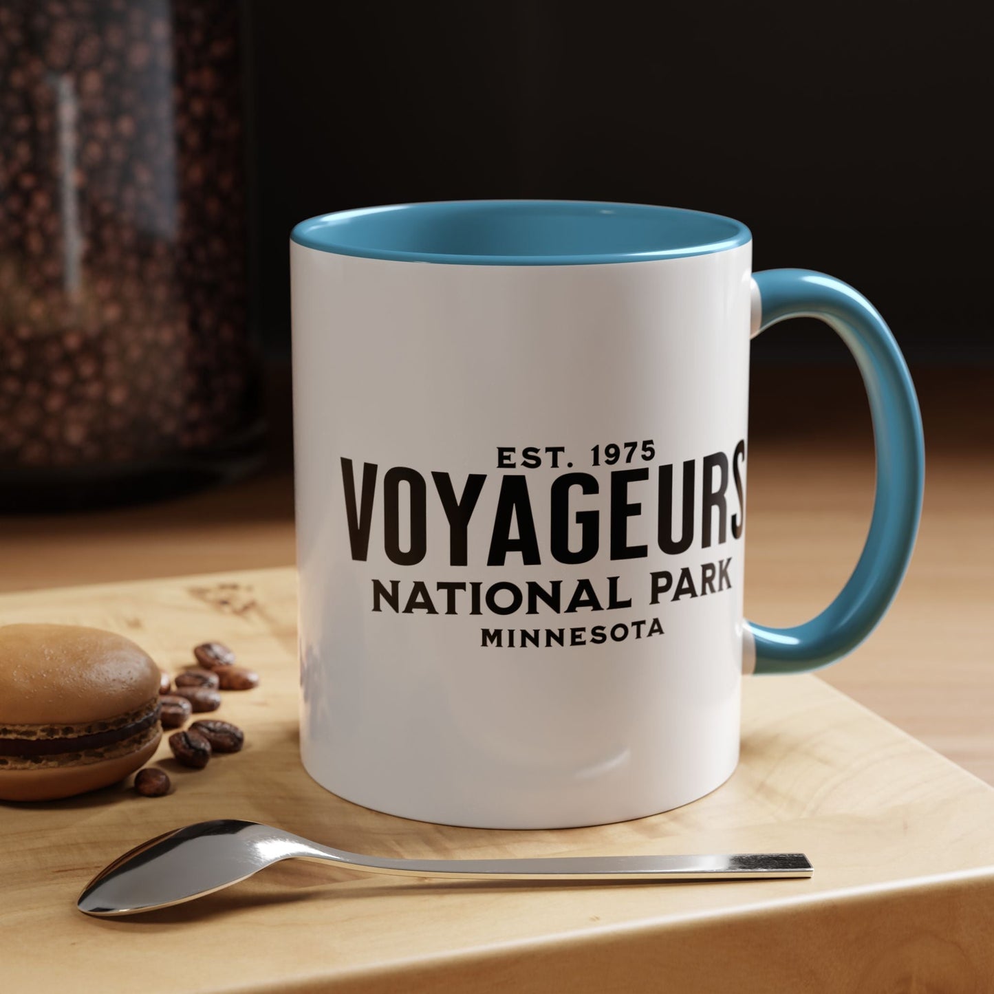 Voyageurs National Park Minnesota wolf accent mug showing design detail or product variation