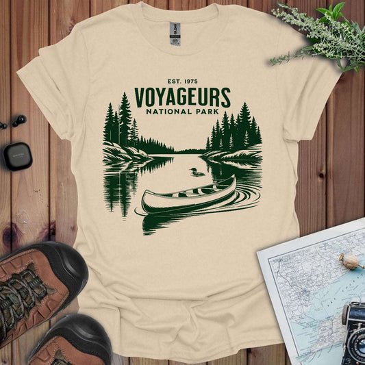 Voyageurs National Park canoe art graphic t-shirt primary product view