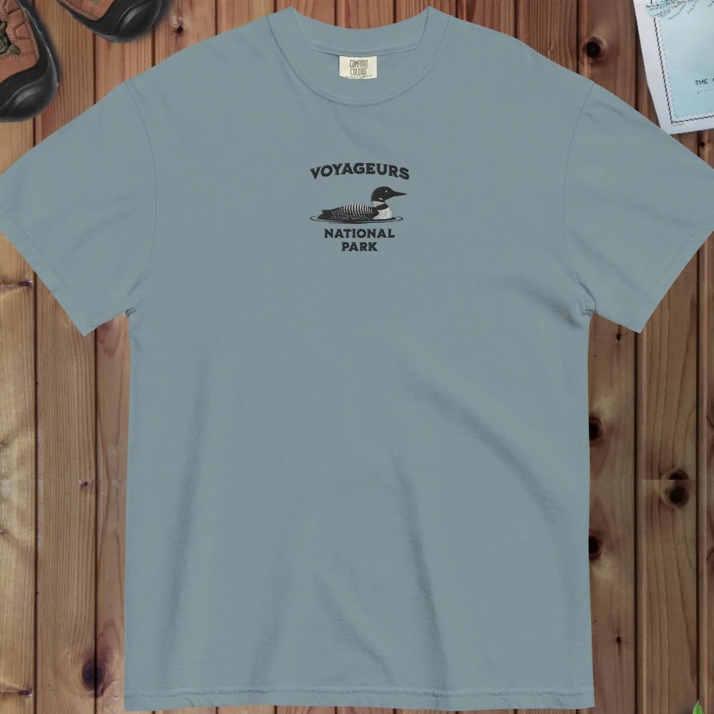 Voyageurs National Park loon premium embroidered t-shirt primary product view