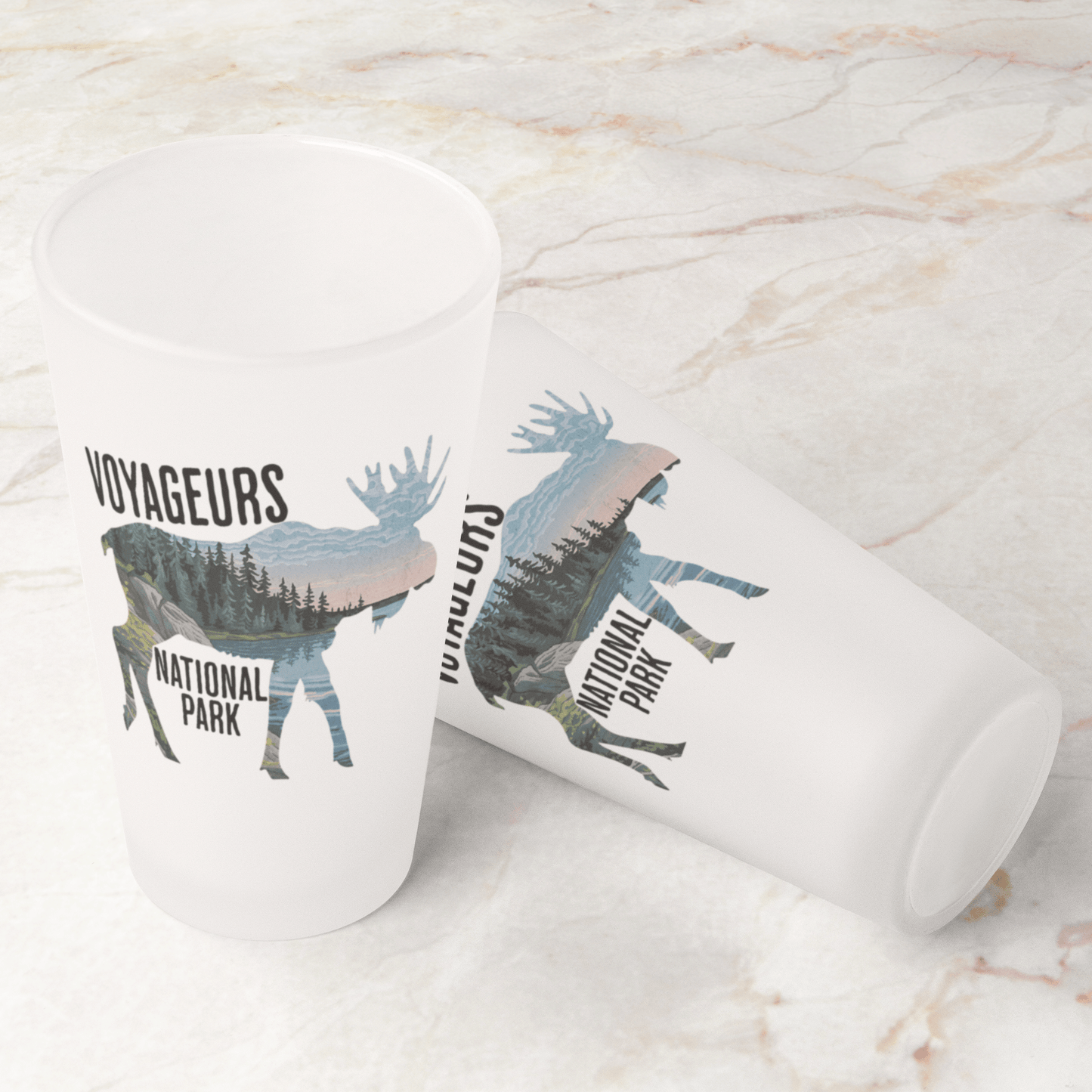 Voyageurs National Park Moose Frosted Pint Glass - Parks ApparelFrosted