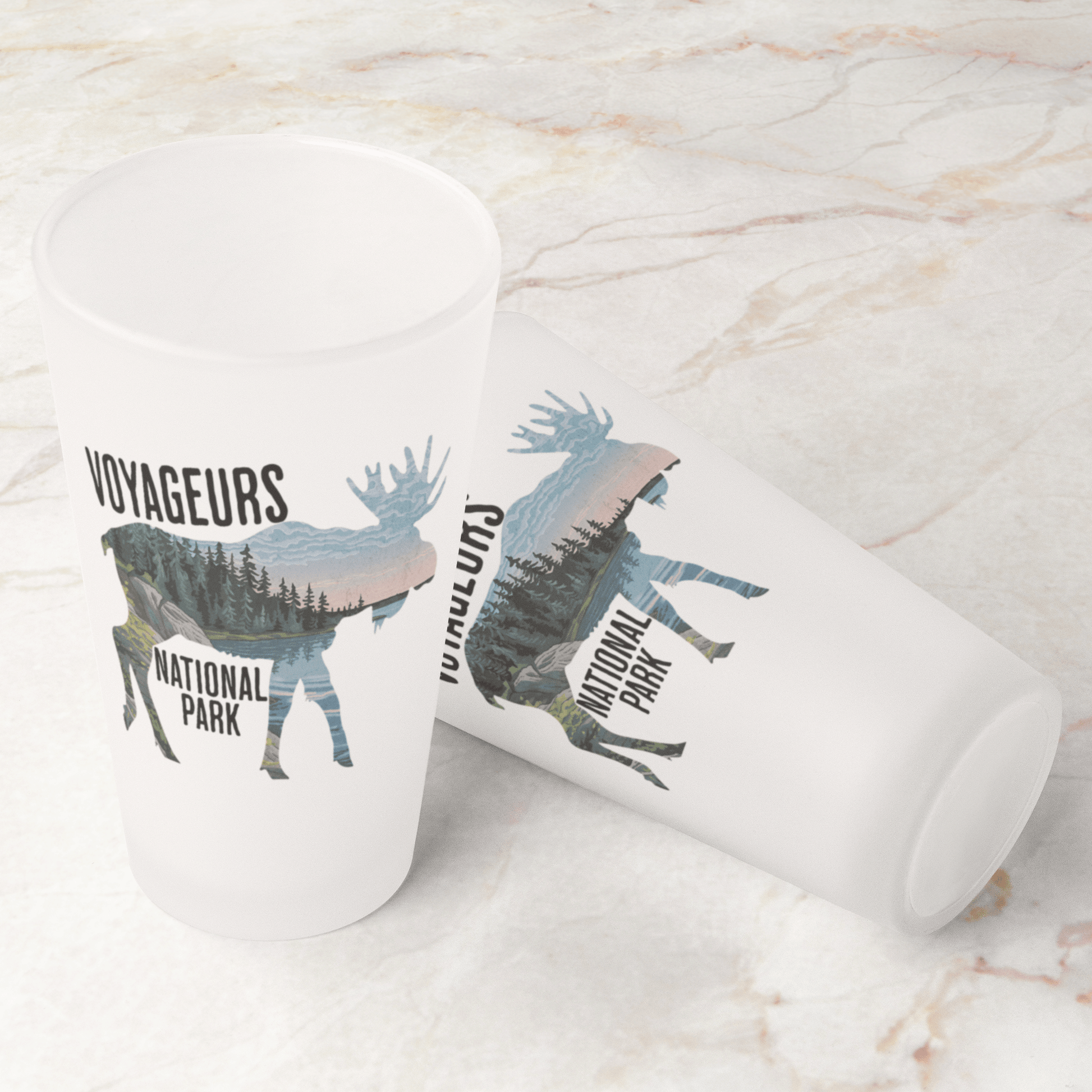 Voyageurs National Park Moose Frosted Pint Glass - Parks ApparelFrosted