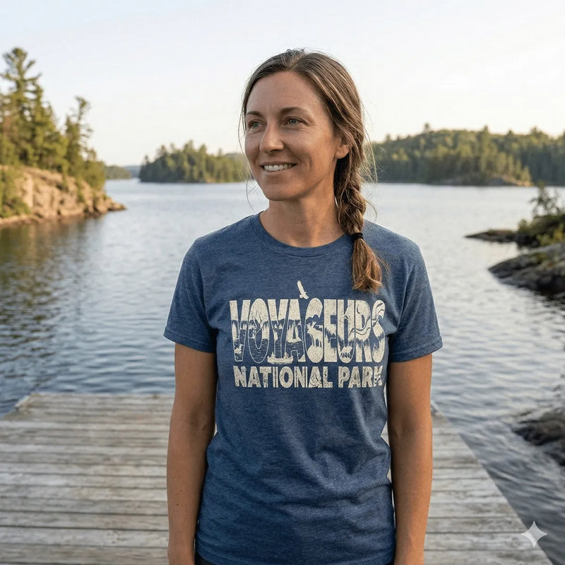 Voyageurs National Park silhouette graphic t-shirt alternate apparel color or product angle