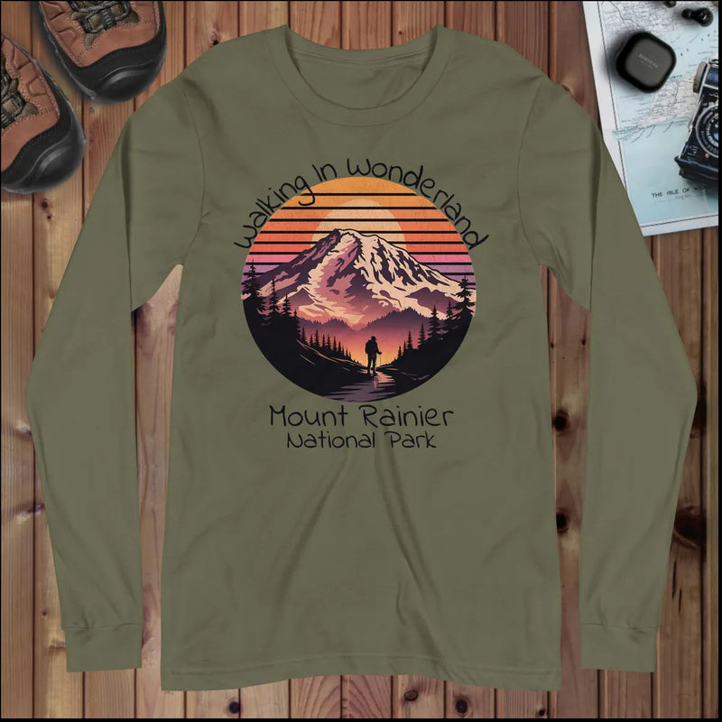 Walking In Wonderland Mt. Rainier Long Sleeve Tee - Parks ApparelLong - sleeve