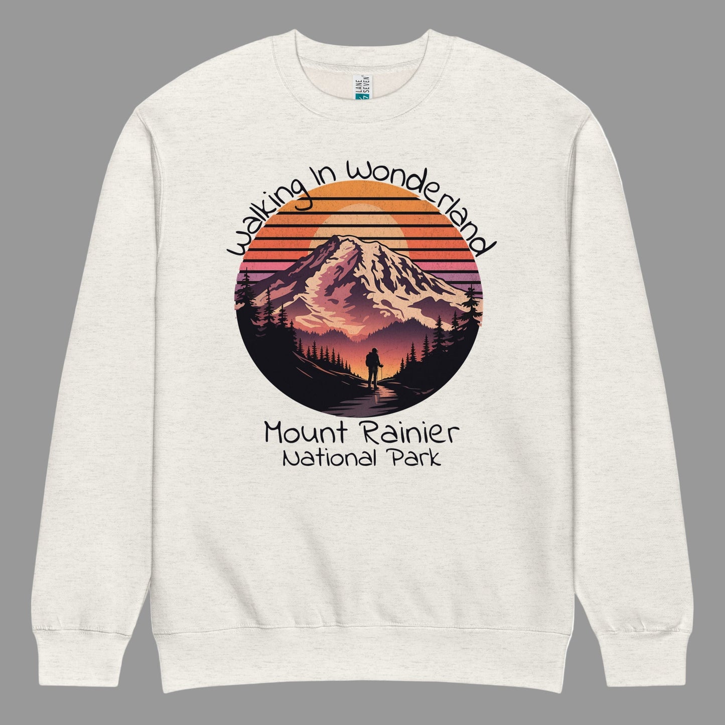 Walking In Wonderland Rainier crewneck sweatshirt shown in lifestyle or modeled setting