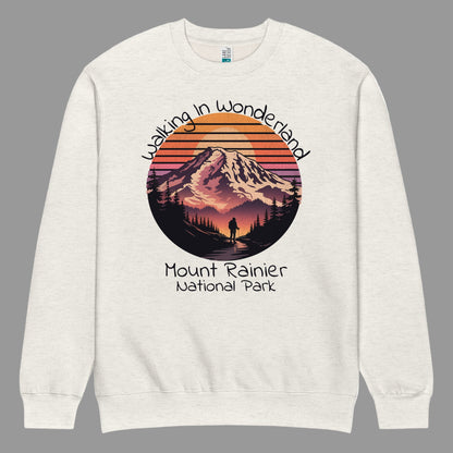 Walking In Wonderland Rainier crewneck sweatshirt shown in lifestyle or modeled setting