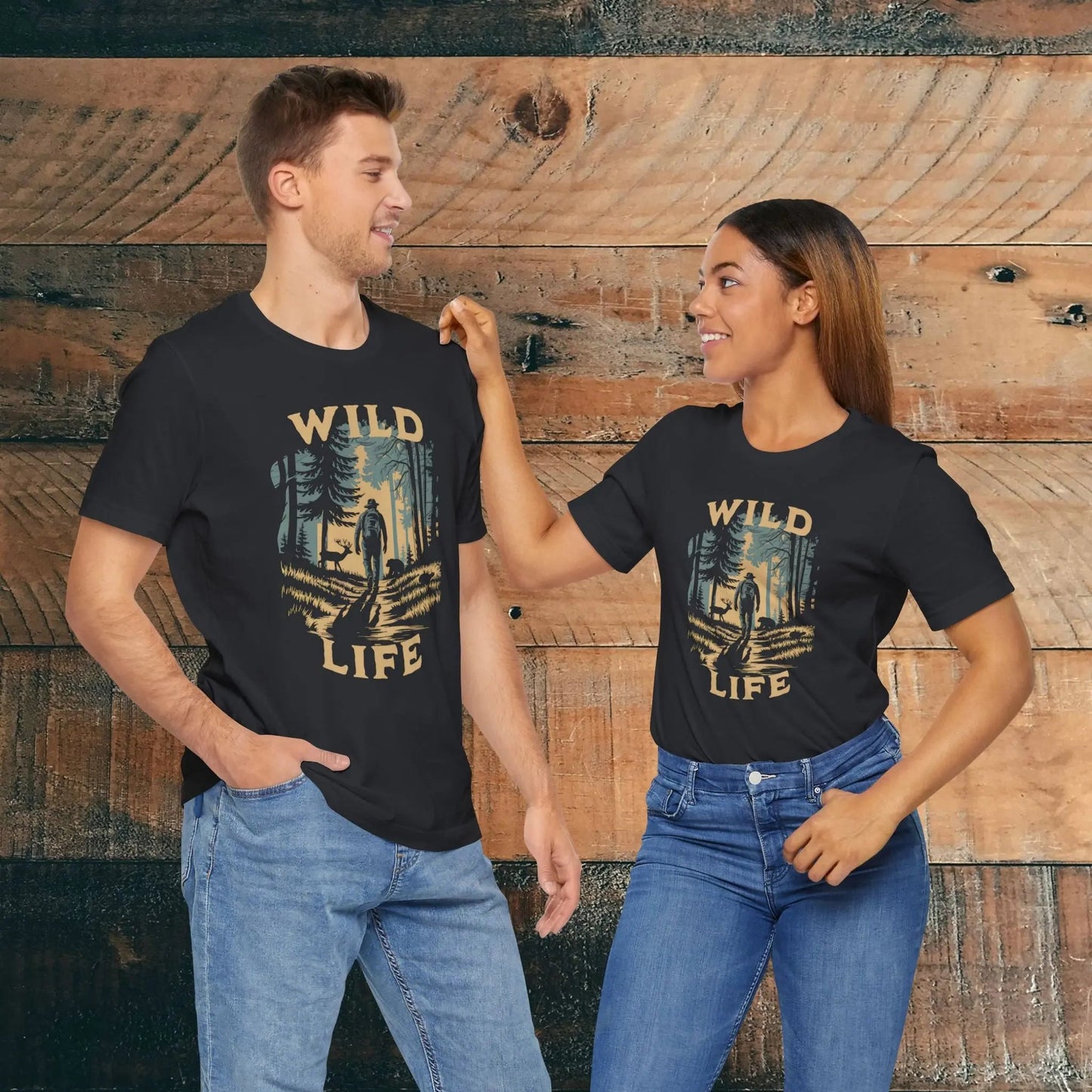 Wild Life Hike backpacker outdoor nature graphic t-shirt detail or alternate product view