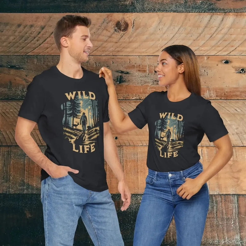 Wild Life Hike backpacker outdoor nature graphic t-shirt detail or alternate product view