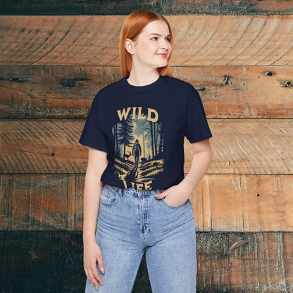 Wild Life Hike backpacker outdoor nature graphic t-shirt detail or alternate product view