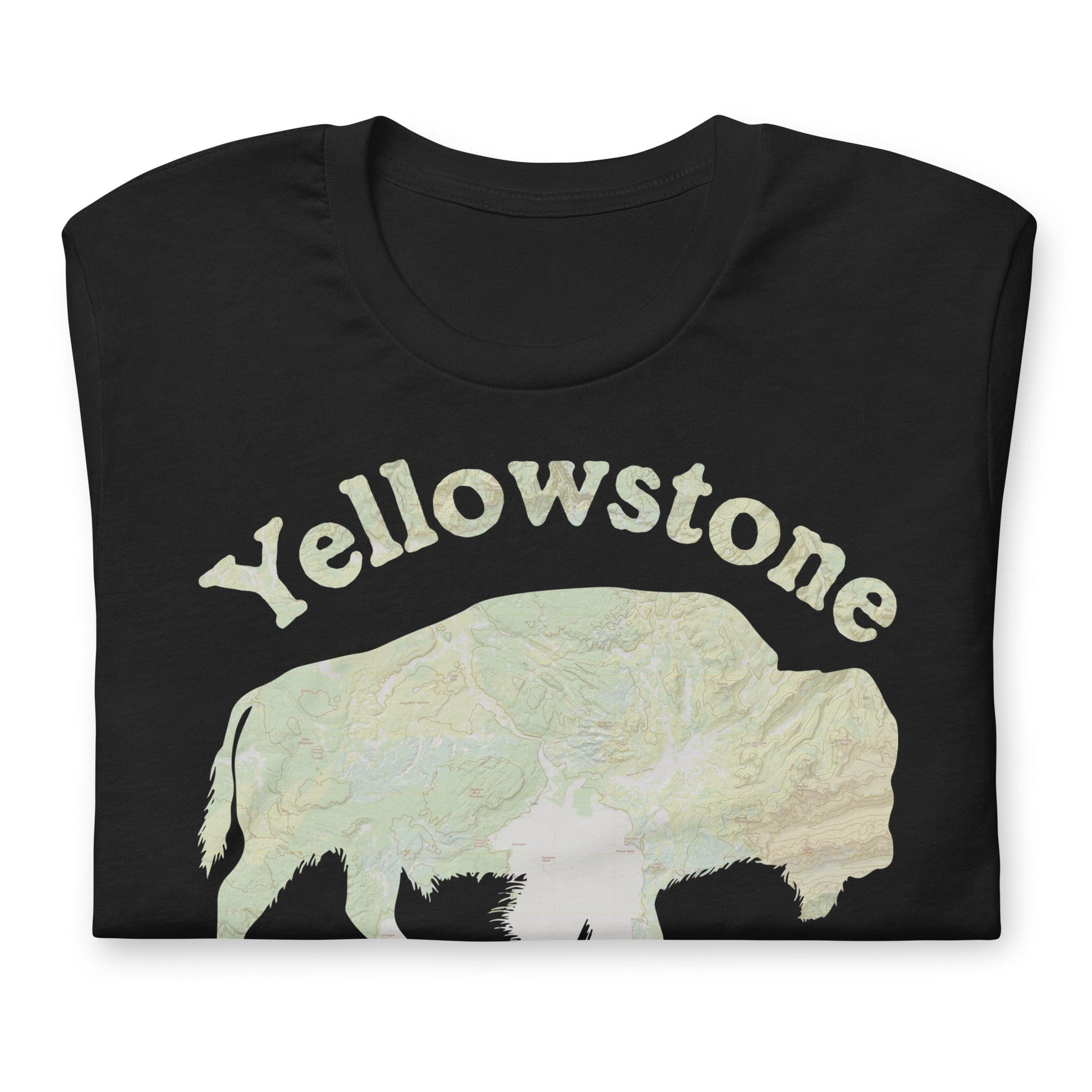 Yellowstone Bison national park topo t-shirt detail or alternate product view