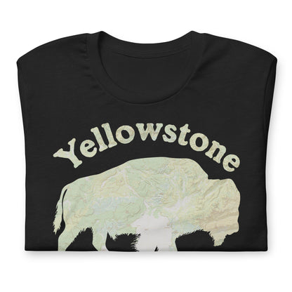 Yellowstone Bison national park topo t-shirt detail or alternate product view