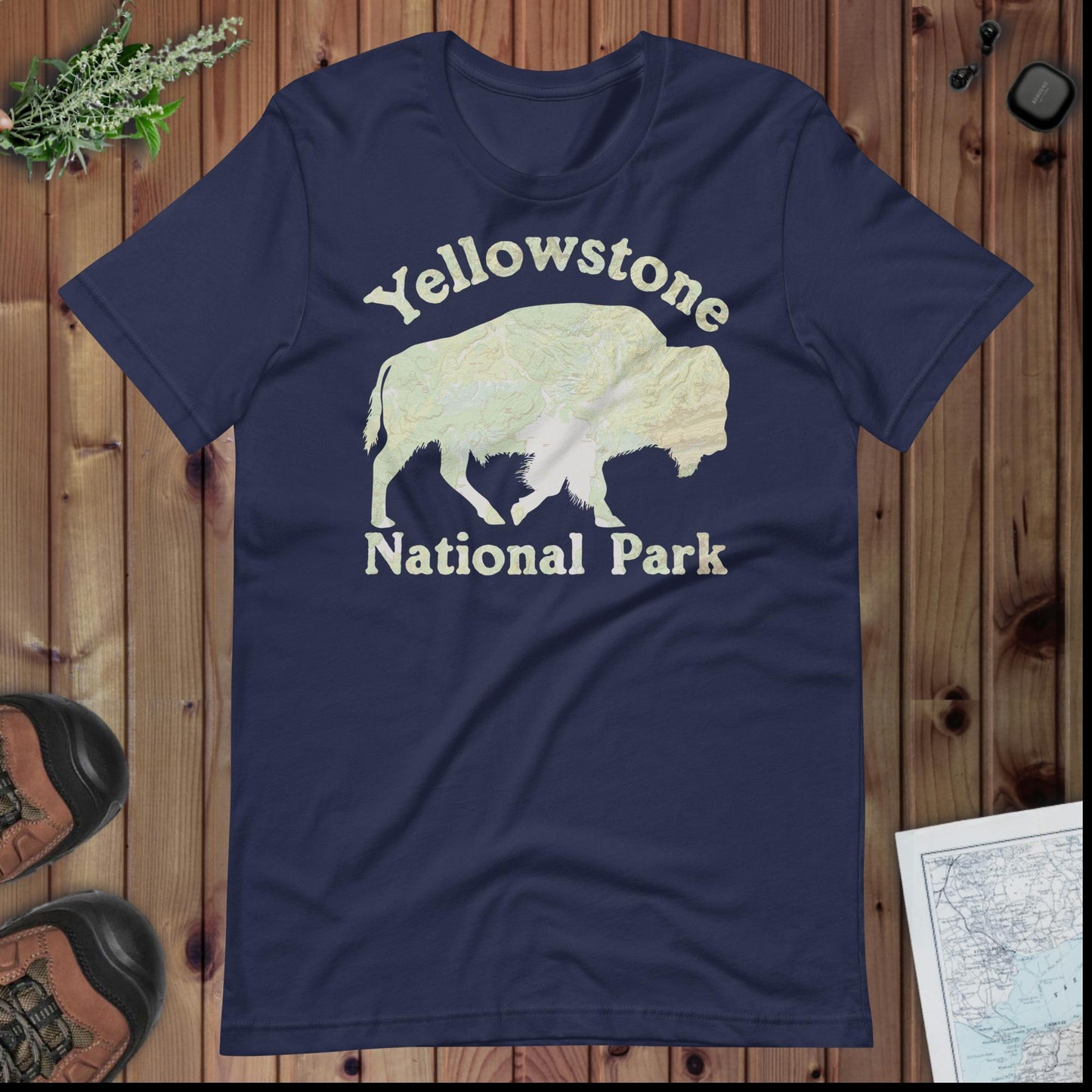 Yellowstone Bison national park topo t-shirt alternate apparel color or product angle