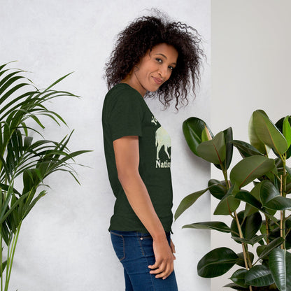 Yellowstone Bison national park topo t-shirt shown in lifestyle or modeled setting