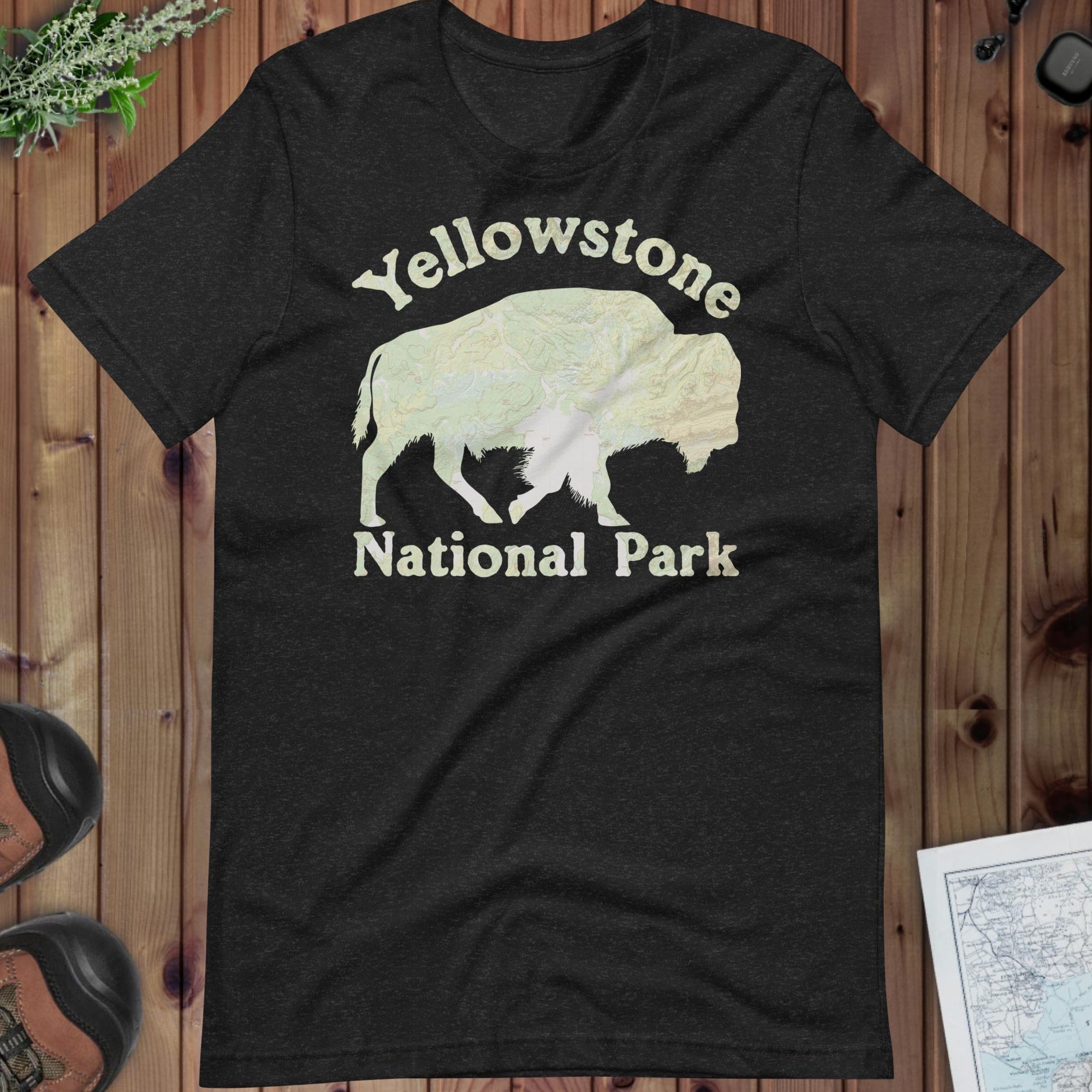 Yellowstone Bison national park topo t-shirt primary product view