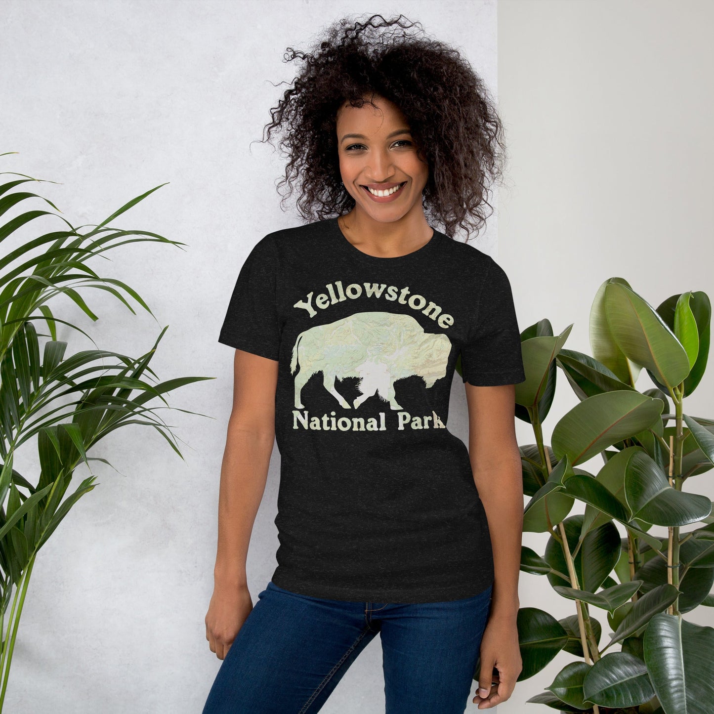 Yellowstone Bison national park topo t-shirt detail or alternate product view