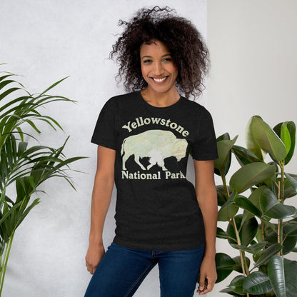 Yellowstone Bison national park topo t-shirt detail or alternate product view