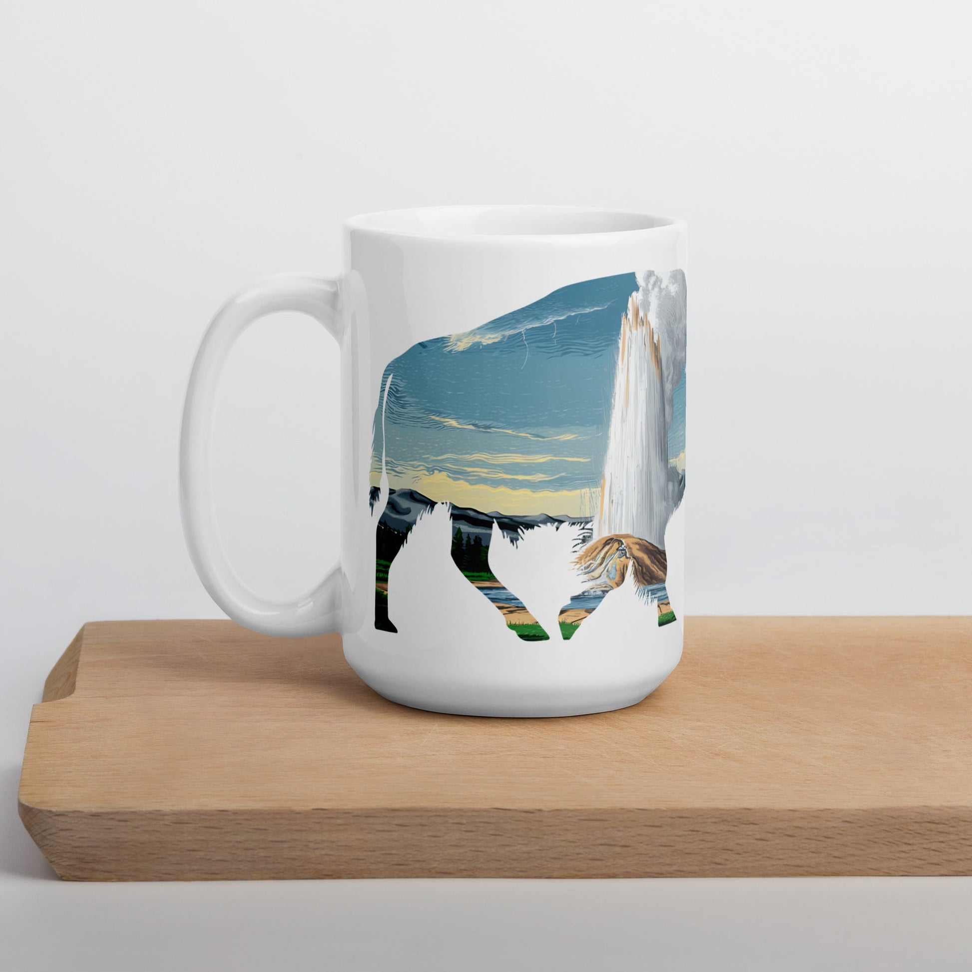 Yellowstone National Park bison mug design detail or product variation