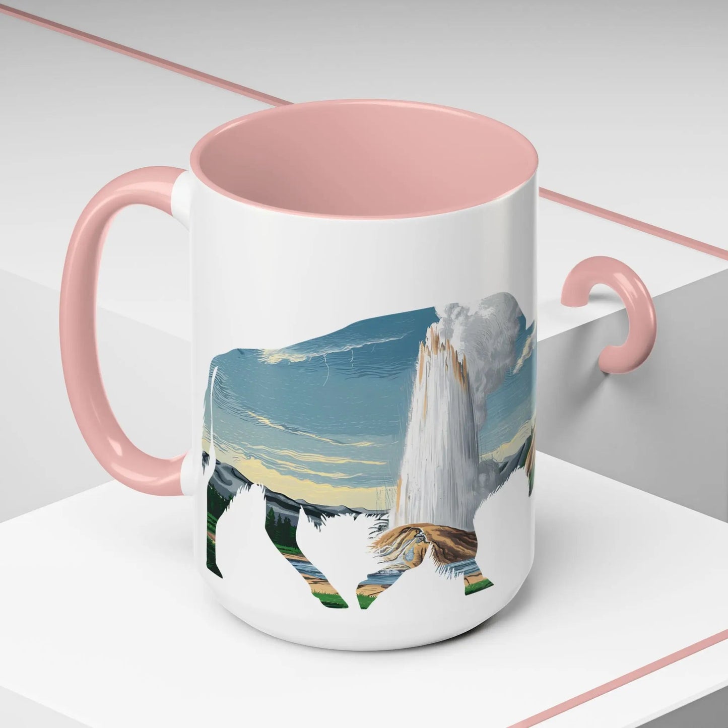 Yellowstone National Park Buffalo Old Faithful Bison Coffee Mug - Parks ApparelMug