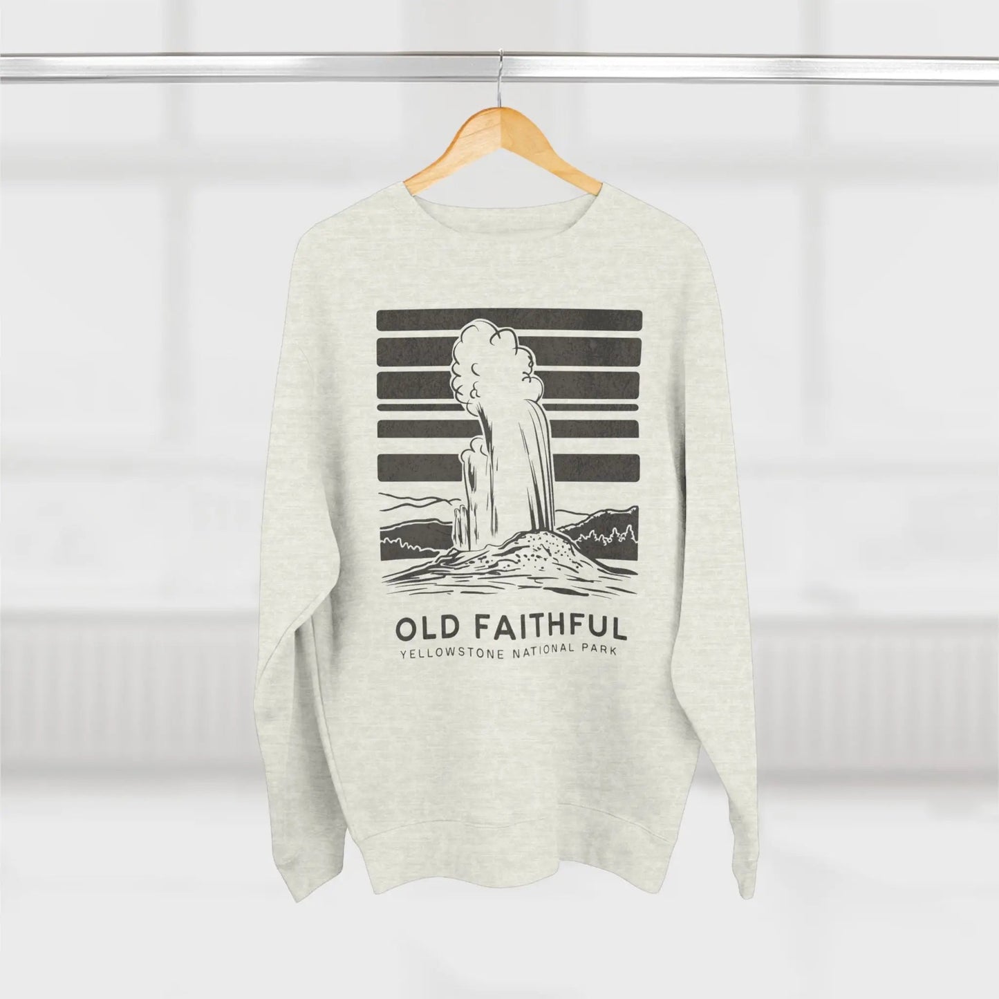 Yellowstone National Park Old Faithful crewneck sweatshirt shown in lifestyle or modeled setting