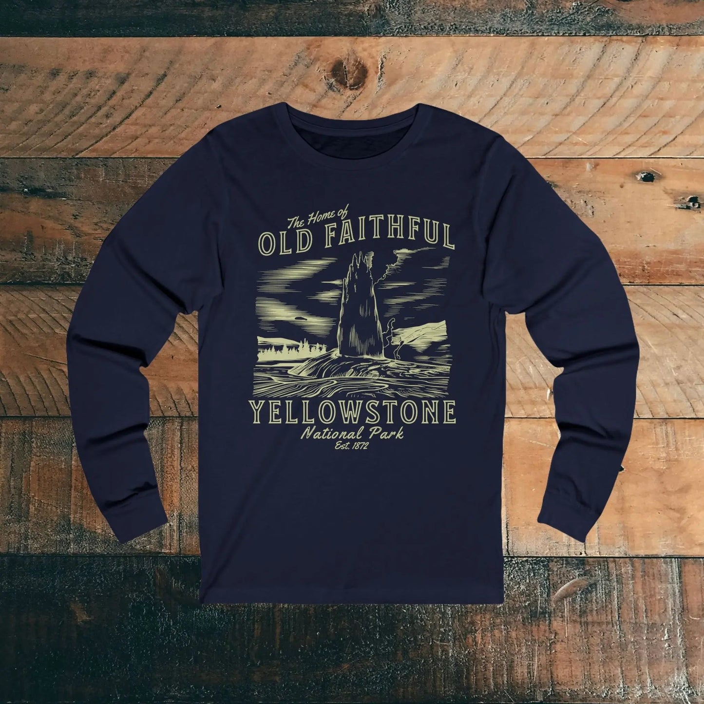 Yellowstone National Park Old Faithful Long Sleeve T-shirt - Parks ApparelLong - sleeve