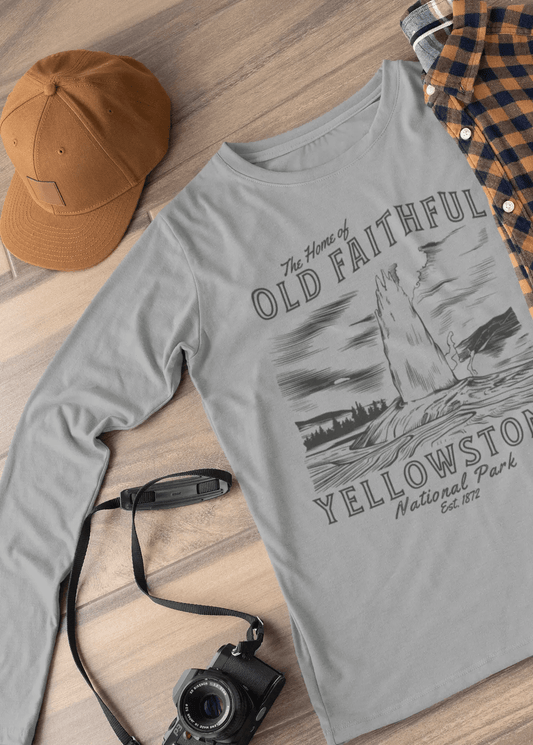 Yellowstone National Park Old Faithful Long Sleeve T-shirt - Parks ApparelLong - sleeve