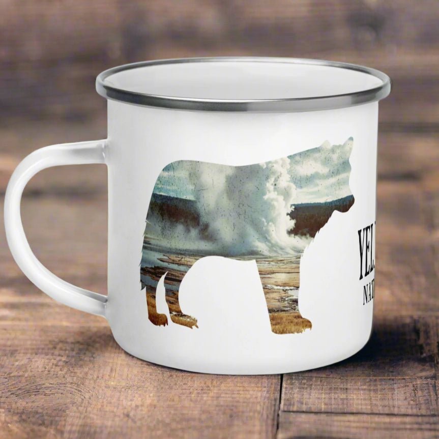 Yellowstone National Park Old Faithful Wolf Camp Mug - Parks Apparel