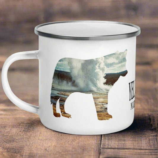Yellowstone National Park Old Faithful Wolf Camp Mug - Parks Apparel