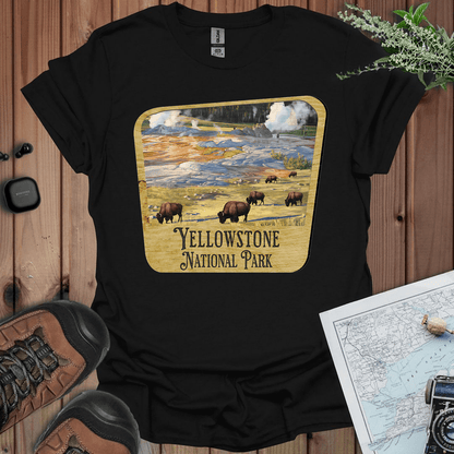 Yellowstone National Park wood sign graphic t-shirt primary product view