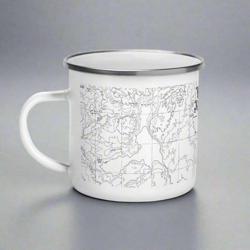 Yellowstone National Park topographic durable enamel camp mug shown from alternate product angle