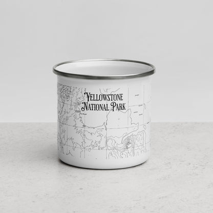 Yellowstone National Park topographic durable enamel camp mug showing design detail or product variation