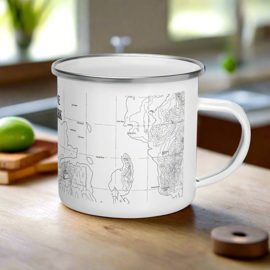 Yellowstone National Park topographic durable enamel camp mug showing design detail or product variation