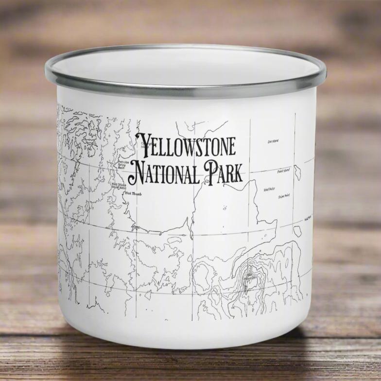 Yellowstone National Park topographic durable enamel camp mug shown as primary product image