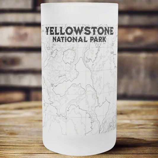 Yellowstone National Park Topographic Frosted Pint Mug - Parks ApparelDrinkware