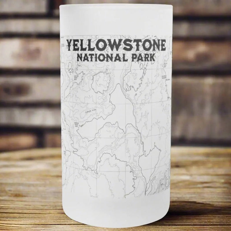 Yellowstone National Park Topographic Frosted Pint Mug - Parks ApparelDrinkware