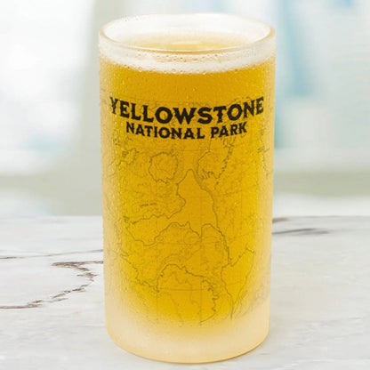Yellowstone National Park Topographic Frosted Pint Mug - Parks ApparelDrinkware