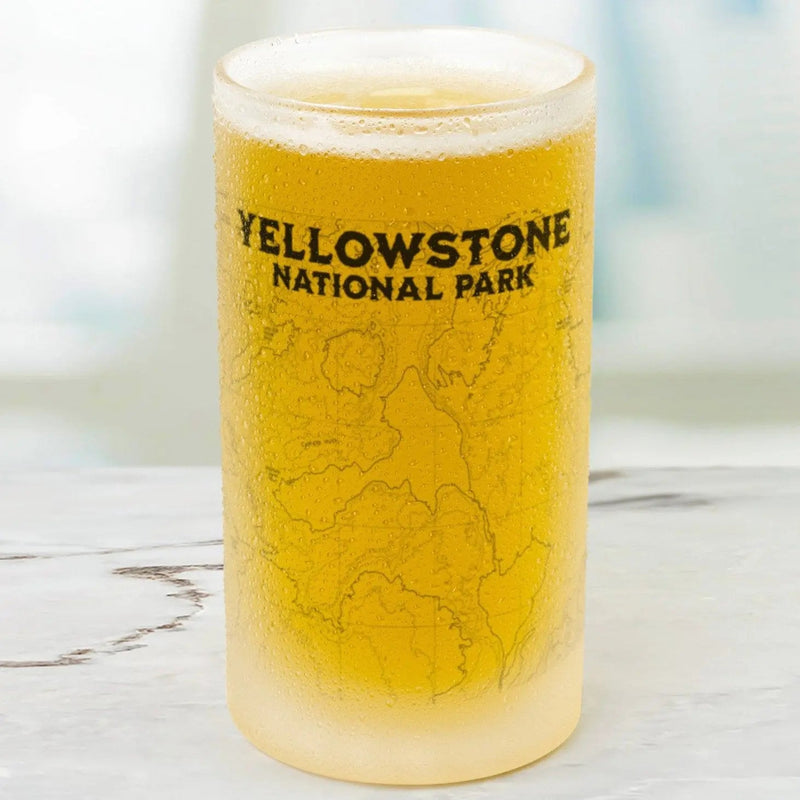 Yellowstone National Park Topographic Frosted Pint Mug - Parks ApparelDrinkware