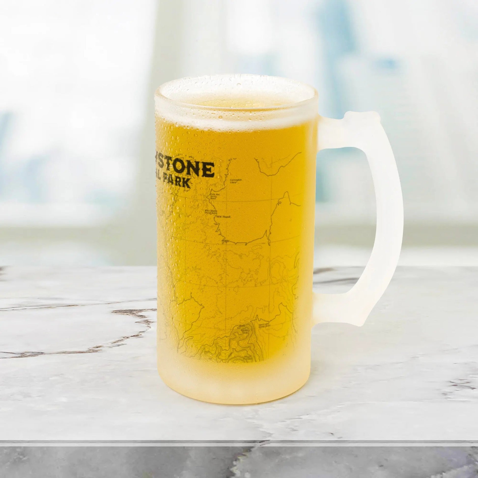 Yellowstone National Park Topographic Frosted Pint Mug - Parks ApparelDrinkware