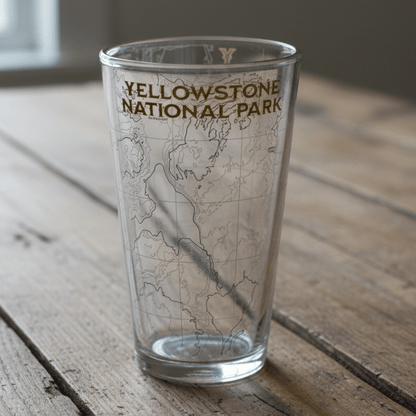 Yellowstone National Park Topographic Pint glass - Parks ApparelDrinkware