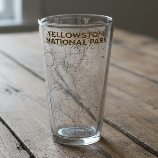 Yellowstone National Park Topographic Pint glass - Parks ApparelDrinkware