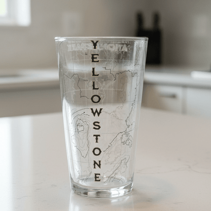 Yellowstone National Park Topographic Pint glass - Parks ApparelDrinkware