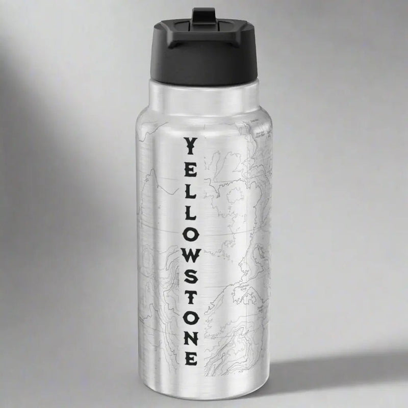 Yellowstone National Park Topographic Water Bottle Tumbler 32oz - Parks Apparelwater bottle