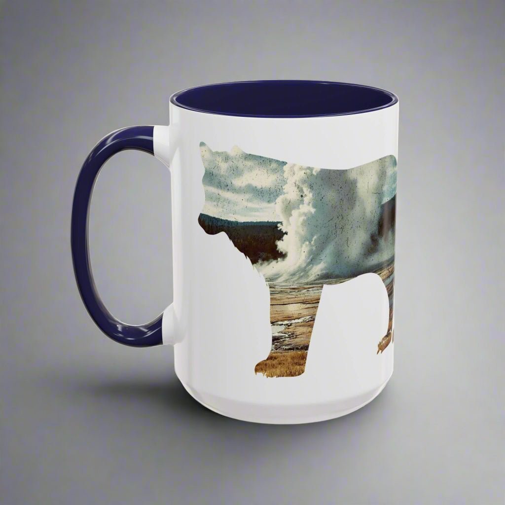 Yellowstone National Park wolf colored accent coffee mug alternate product view